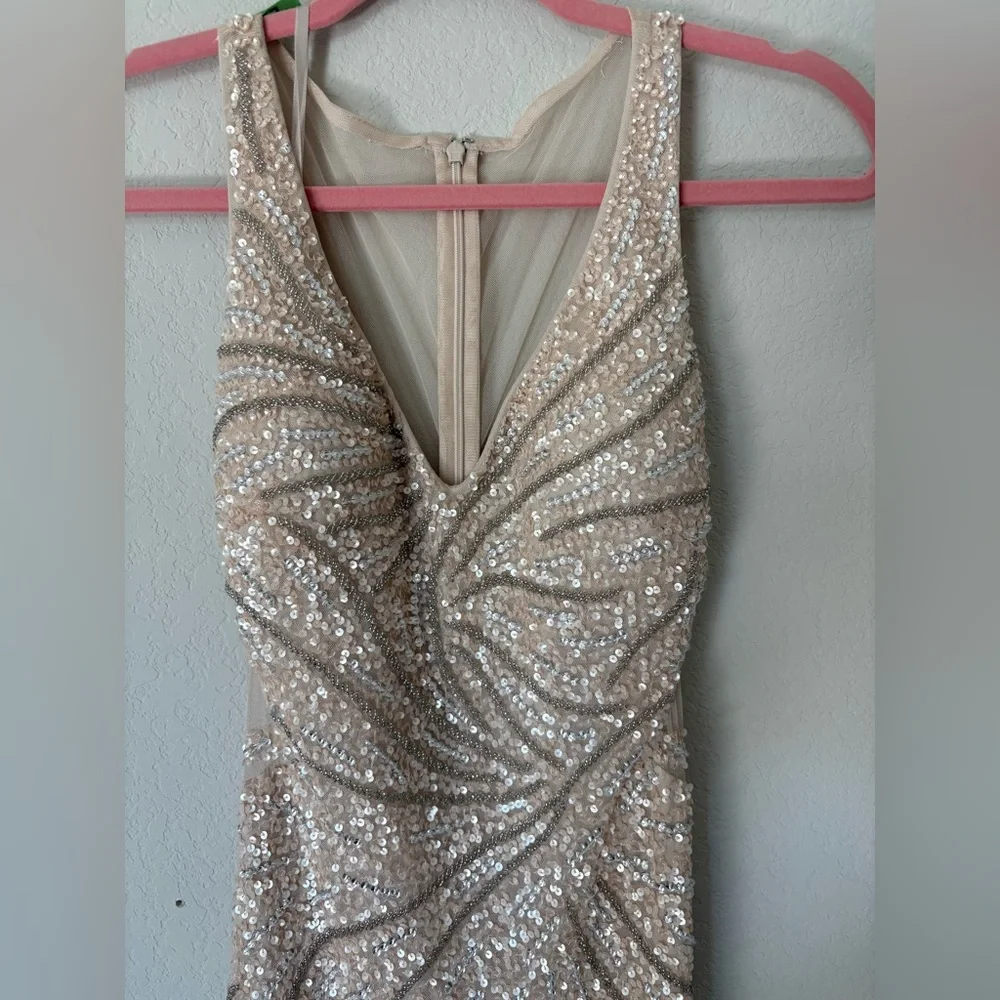 Adrianna Papell-Adrian Maddox Collection Sequin Tan Gown - Picture 5 of 13